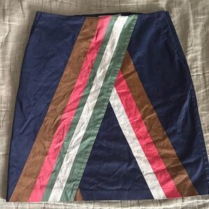 Boden Navy A-Line Skirt with Multicolor Stripes
